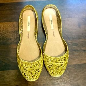 Melissa Campana Papel Gold Jelly Flats size 10